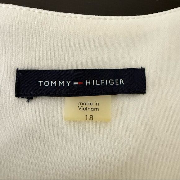 Tommy Hilfiger Sheath Dress Sz 18 Blue Striped Back Zip Stretch Nautical Career - Picture 7 of 10